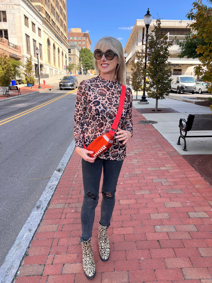 Sheer football printed top