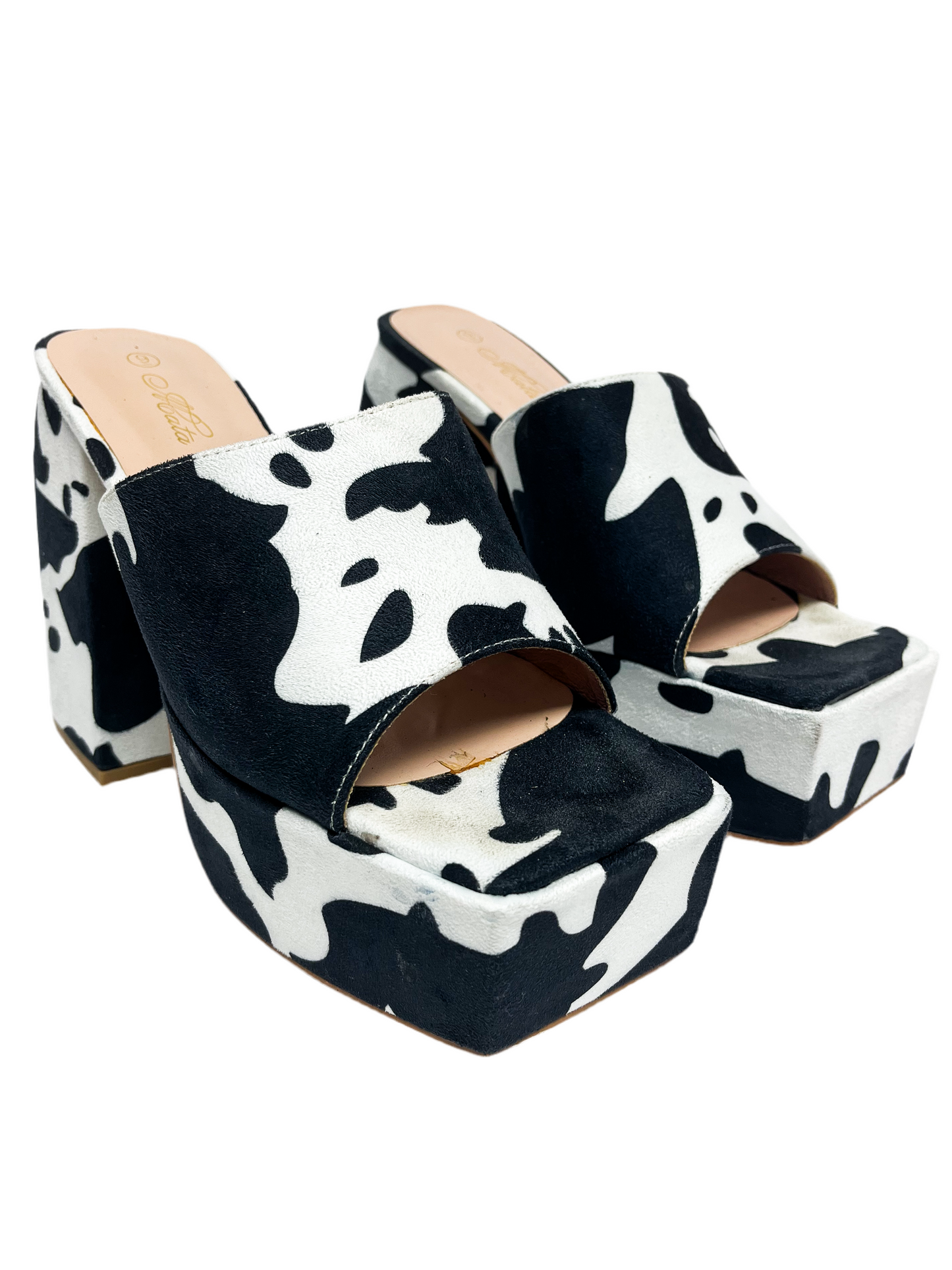 Black and White Printed Block Heels