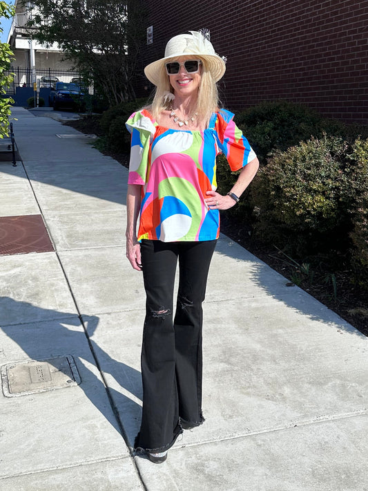 Multi Square Collar Top