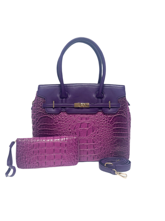 Purple Faux Croc Purse