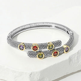 Stone Hinged Bracelet