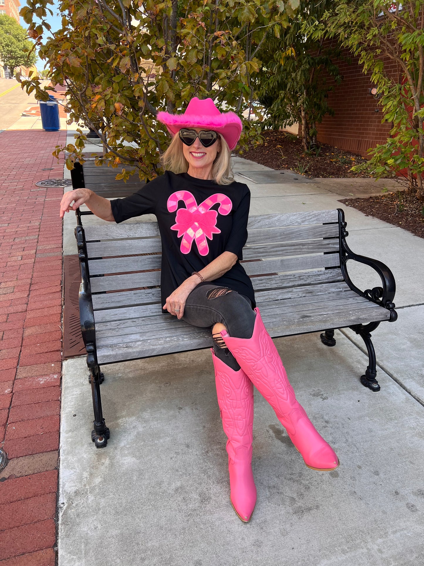 Pink Sequin Candy Cane Top