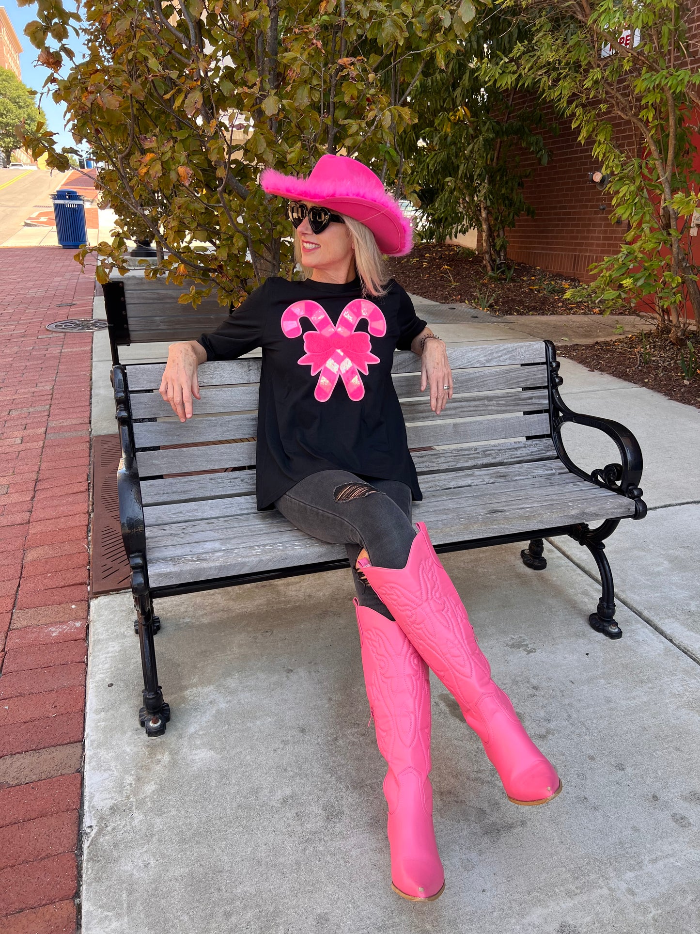 Pink Sequin Candy Cane Top