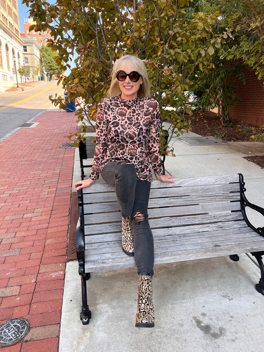 Sheer football printed top
