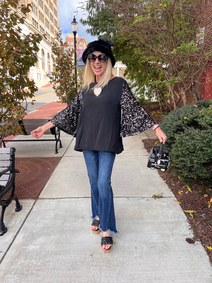 Black Sequin Bell Sleeves