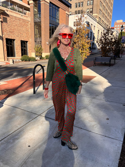 Red & Green Checkered Jumpsuit