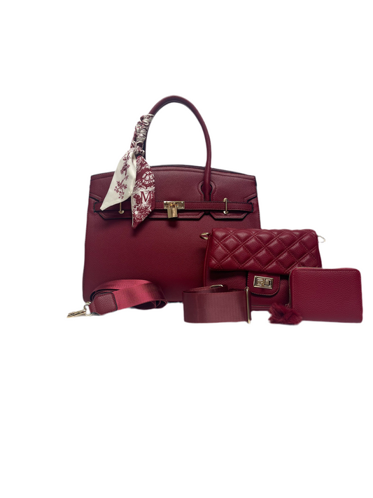 Burgundy handbag 3 piece set
