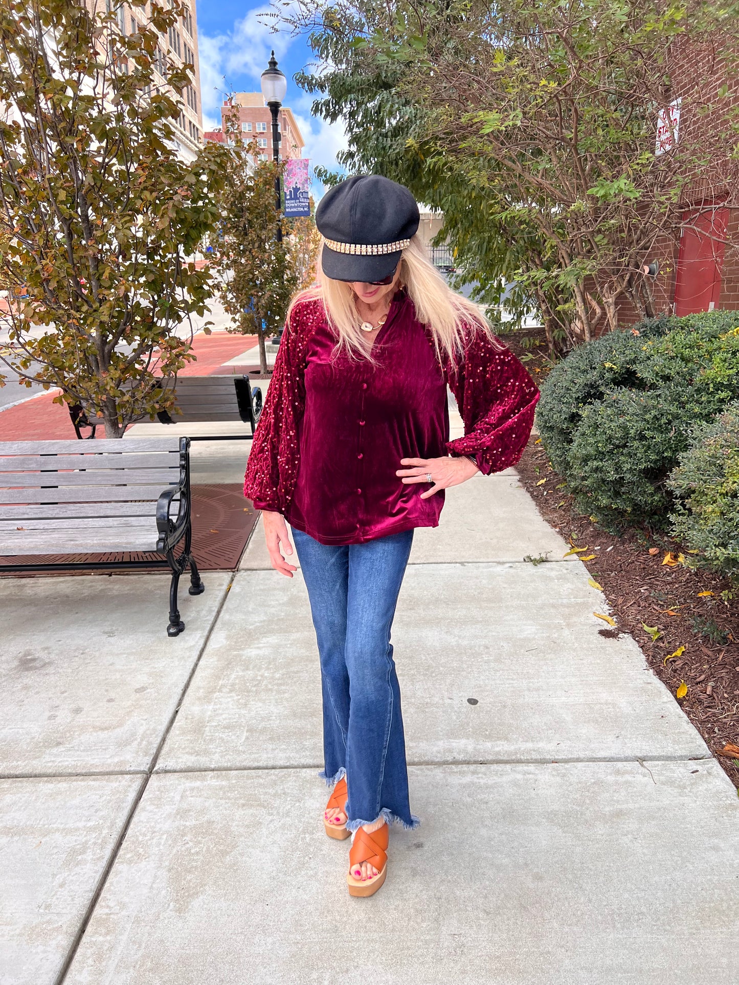 Burgundy Fleece w/Sequin Long Sleeves