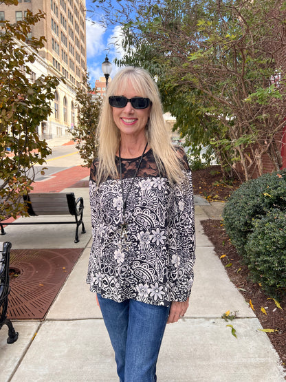 Western Paisley w/Lace Top