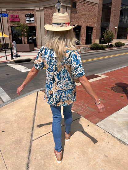 Blue floral top