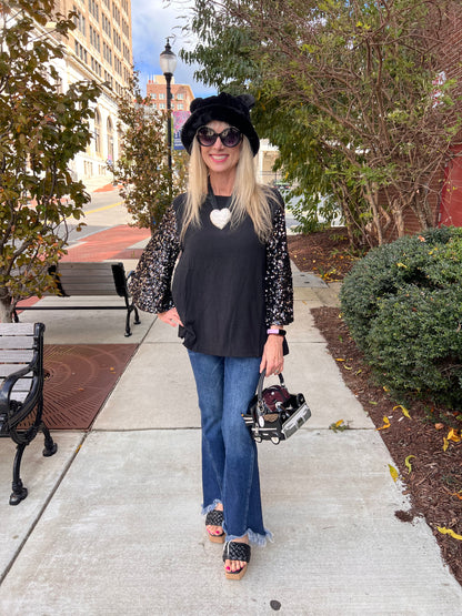 Black Sequin Bell Sleeves