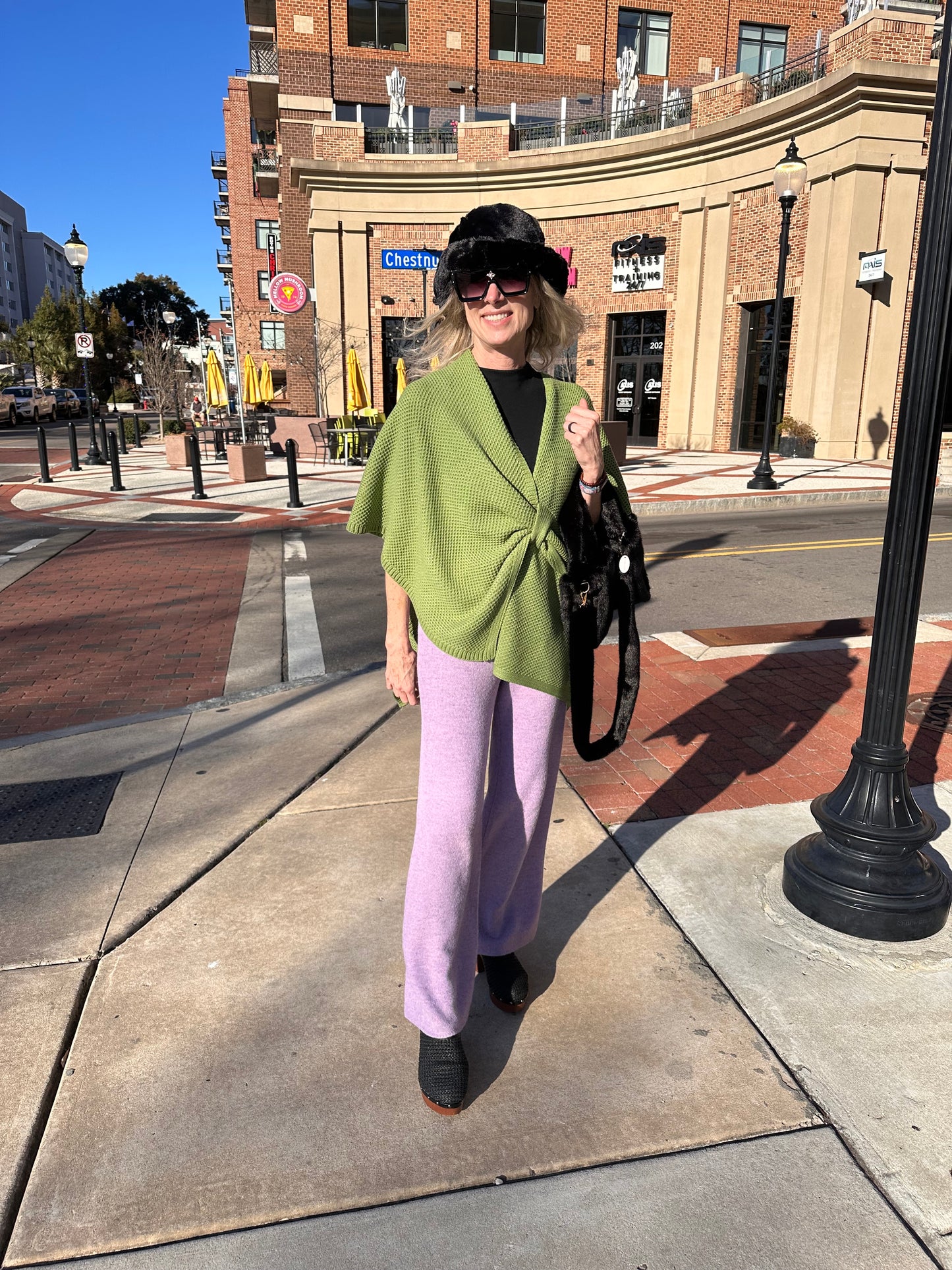 Front Tie Textured Knit Wrap Shawl Poncho