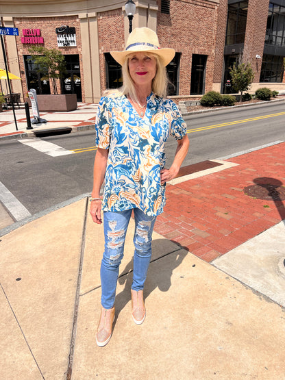 Blue floral top