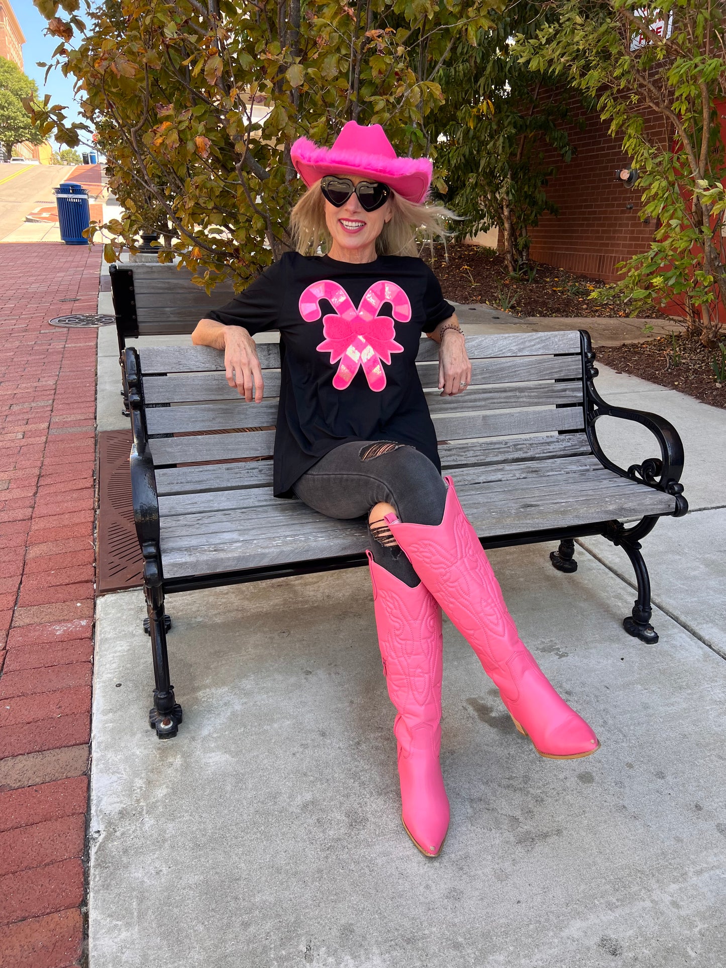 Pink Sequin Candy Cane Top