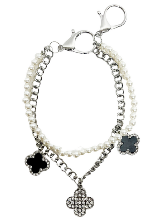 2-Strand Silver/Pearl Bag Charm