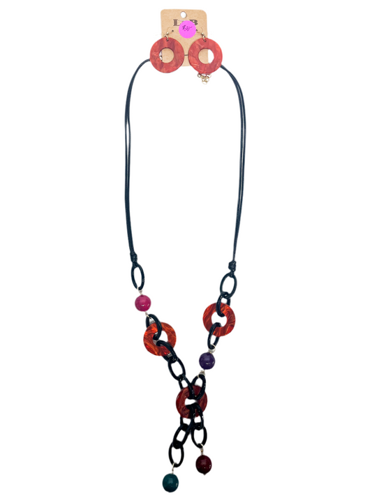 Long abstract beaded necklace