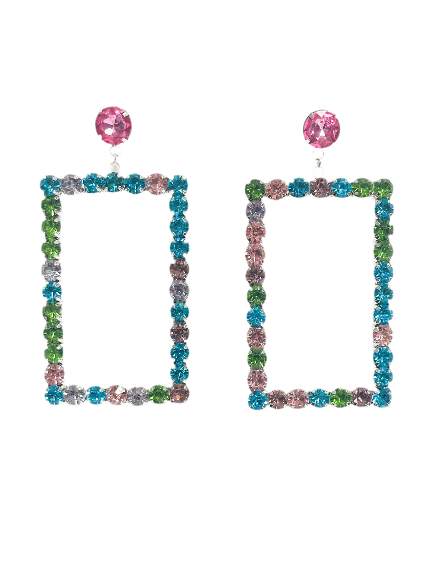 Multicolored rectangle earrings