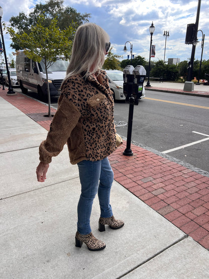 Brown Trimmed Sherpa Jacket