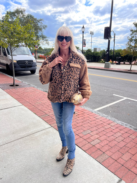 Brown Trimmed Sherpa Jacket