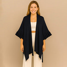 Ruffled Sleeve Kimono Poncho