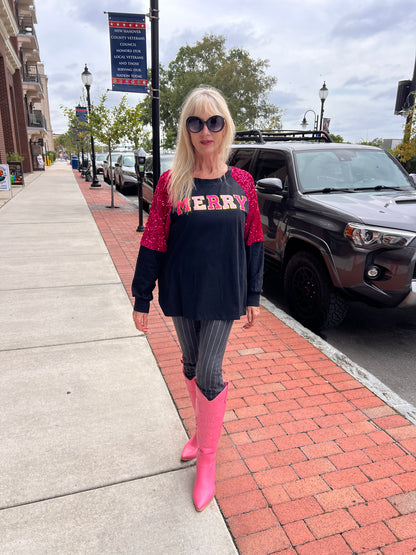 Merry Long Sleeve Sequin Top