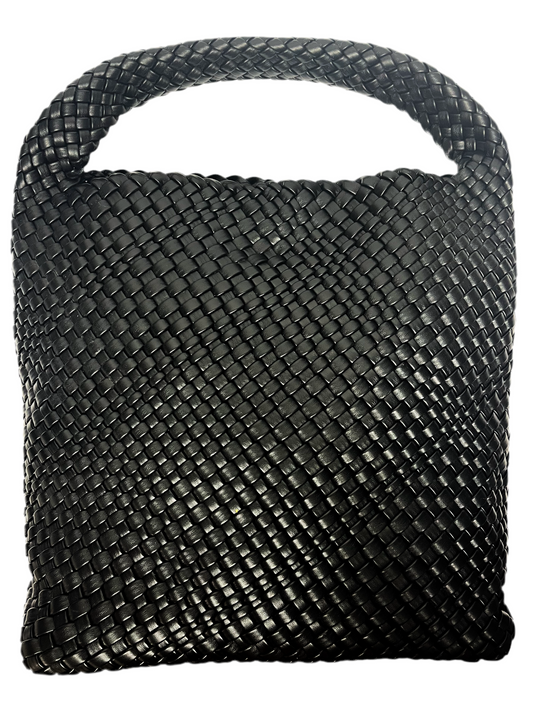 Black woven handbag set