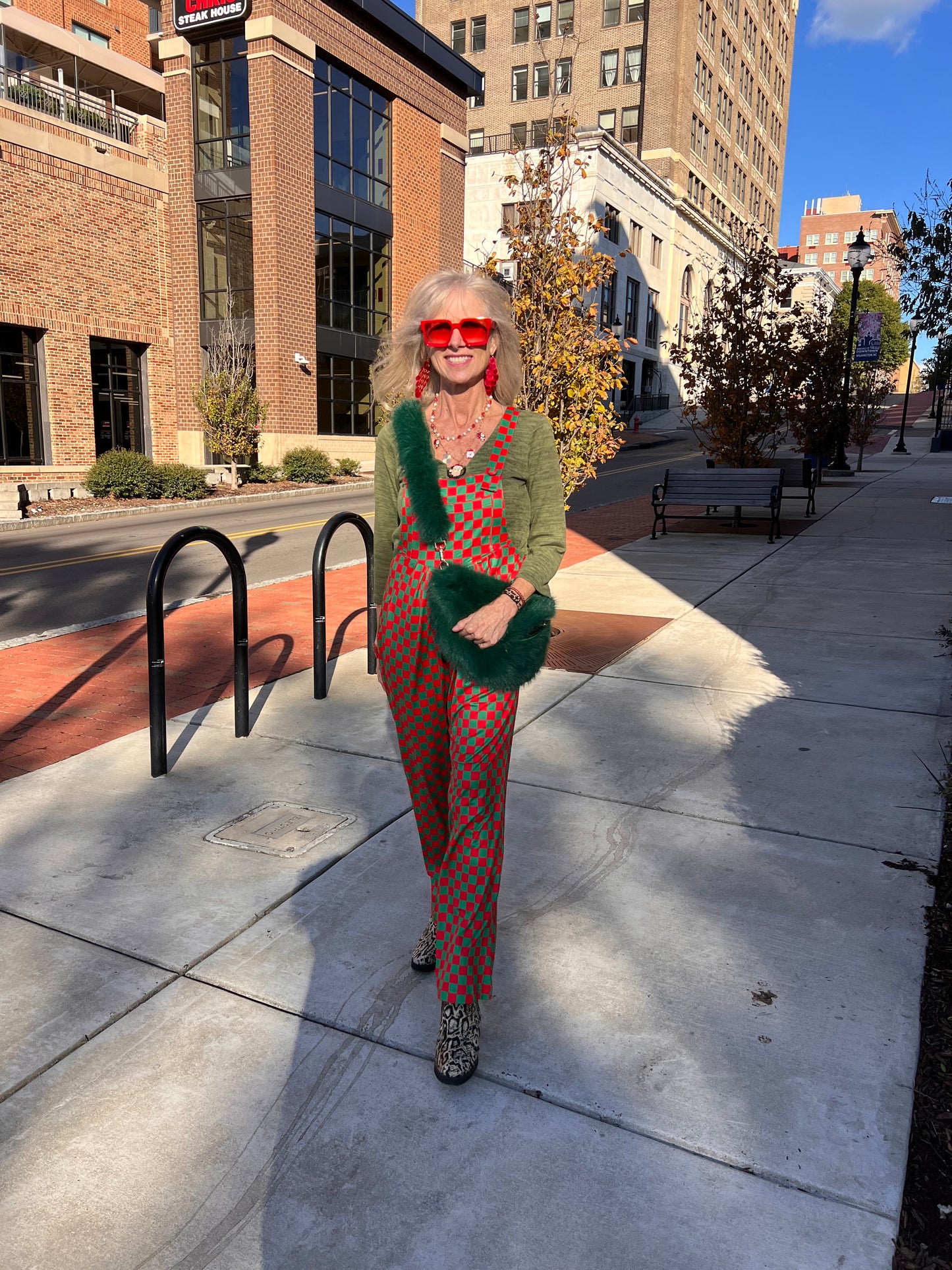 Red & Green Checkered Jumpsuit