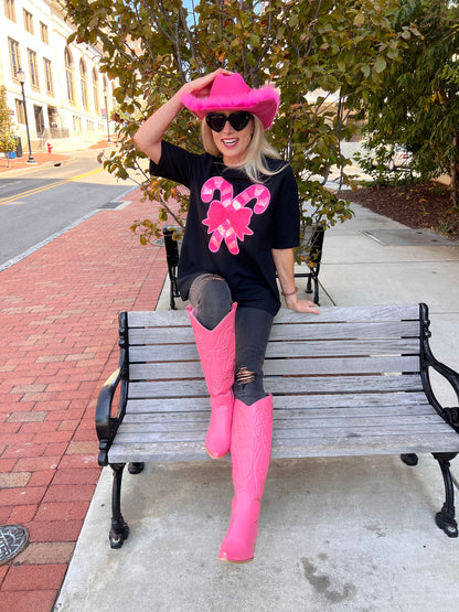 Pink Sequin Candy Cane Top