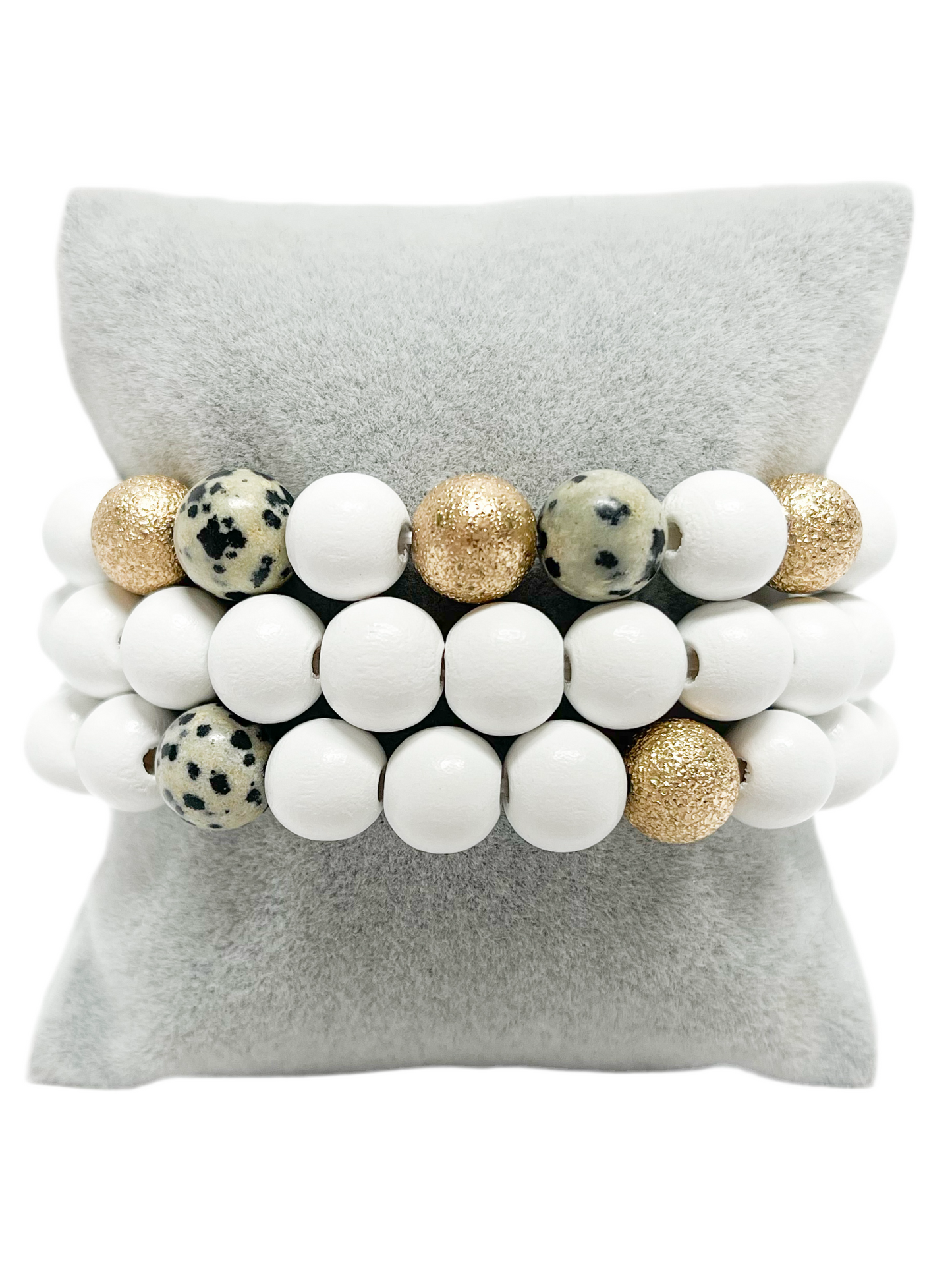 Layered white beaded bracelet