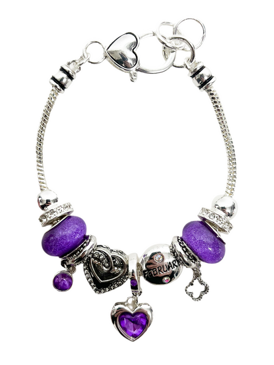 Purple charm pendant bracelet