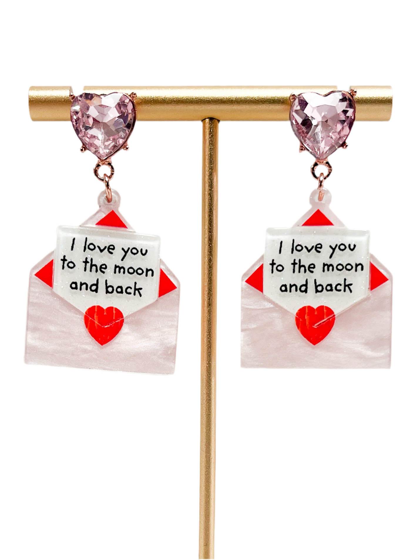 I love you to the moon and back letter earrings