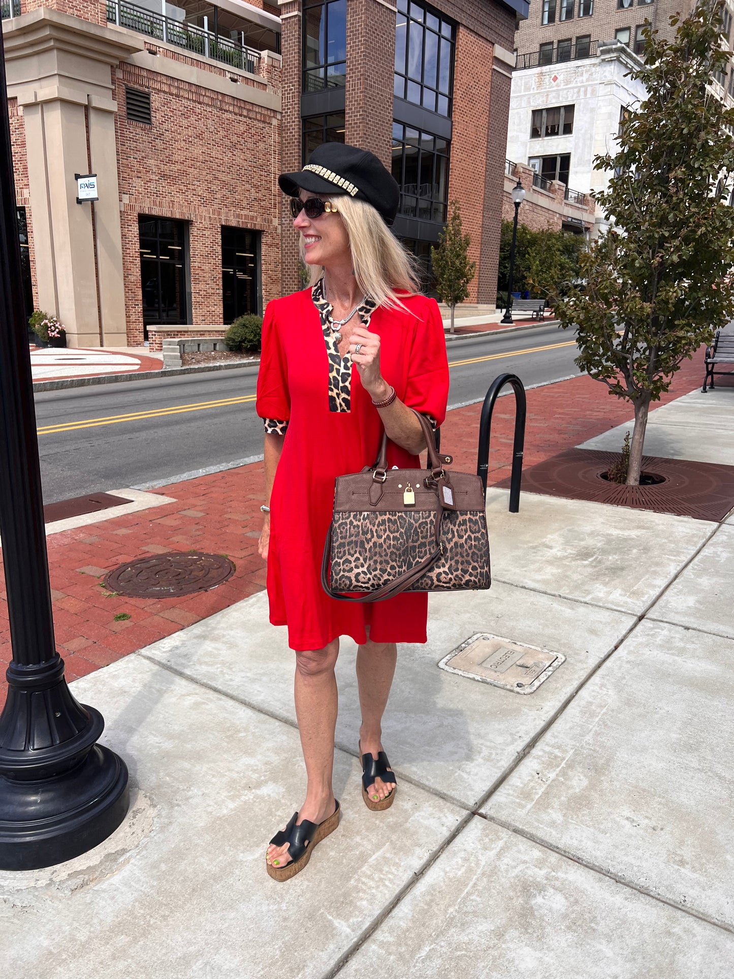 Red V-Neck Dress