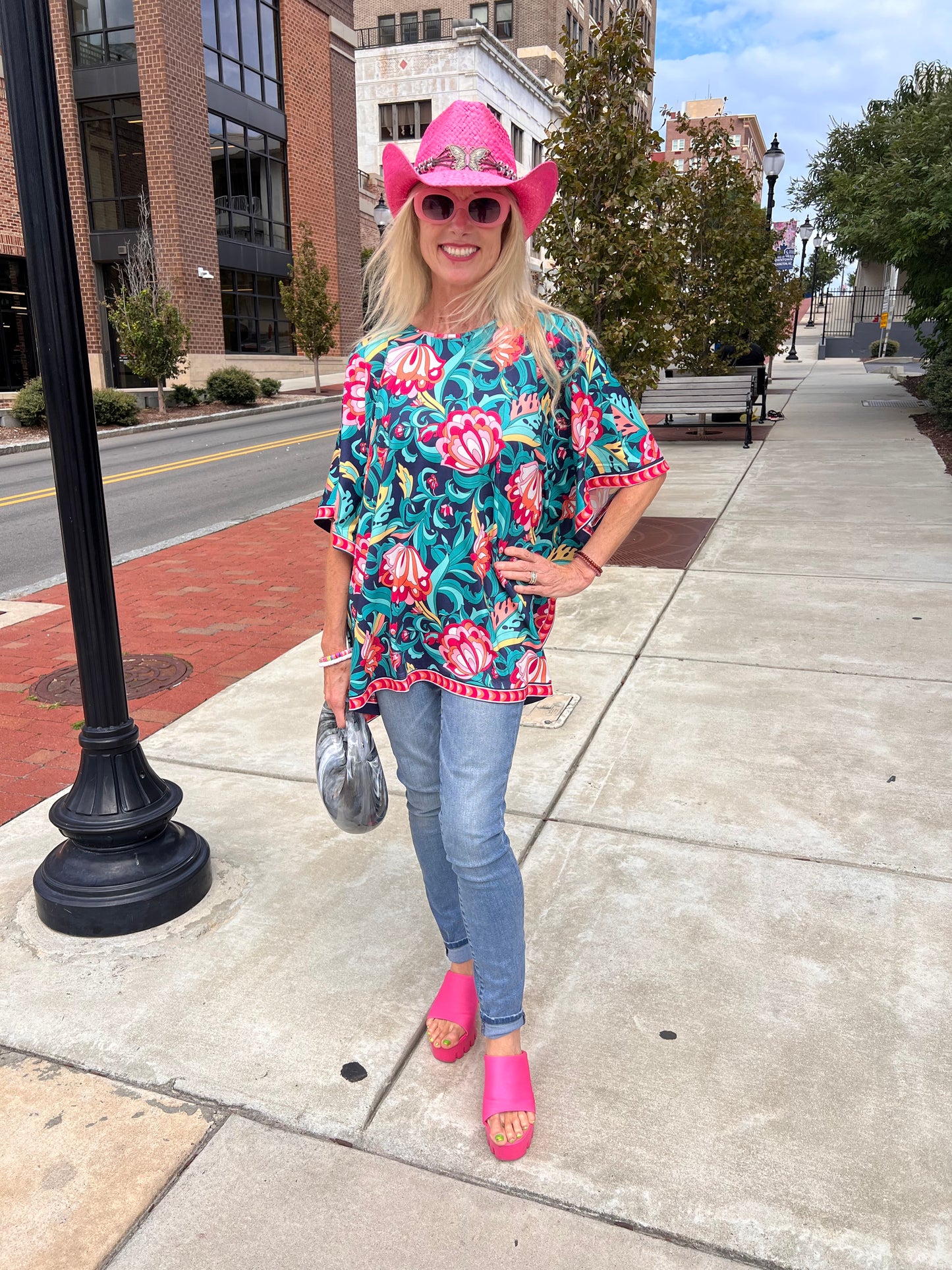 Multicolored Floral Printed Poncho