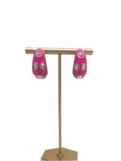 Pink Crystal Hoop earrings