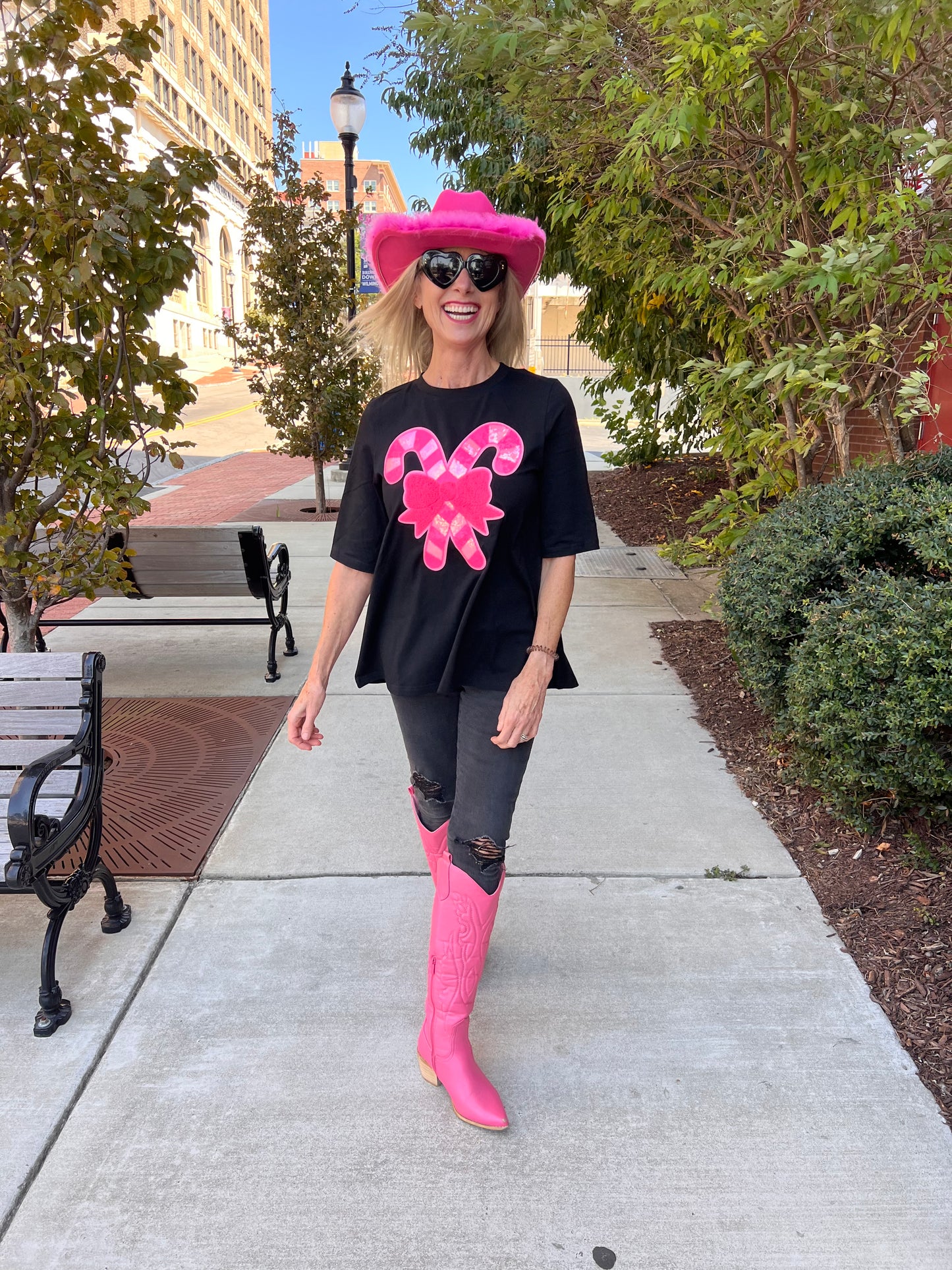 Pink Sequin Candy Cane Top
