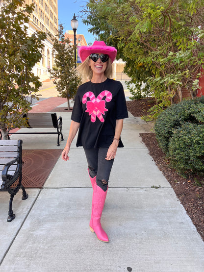 Pink Sequin Candy Cane Top
