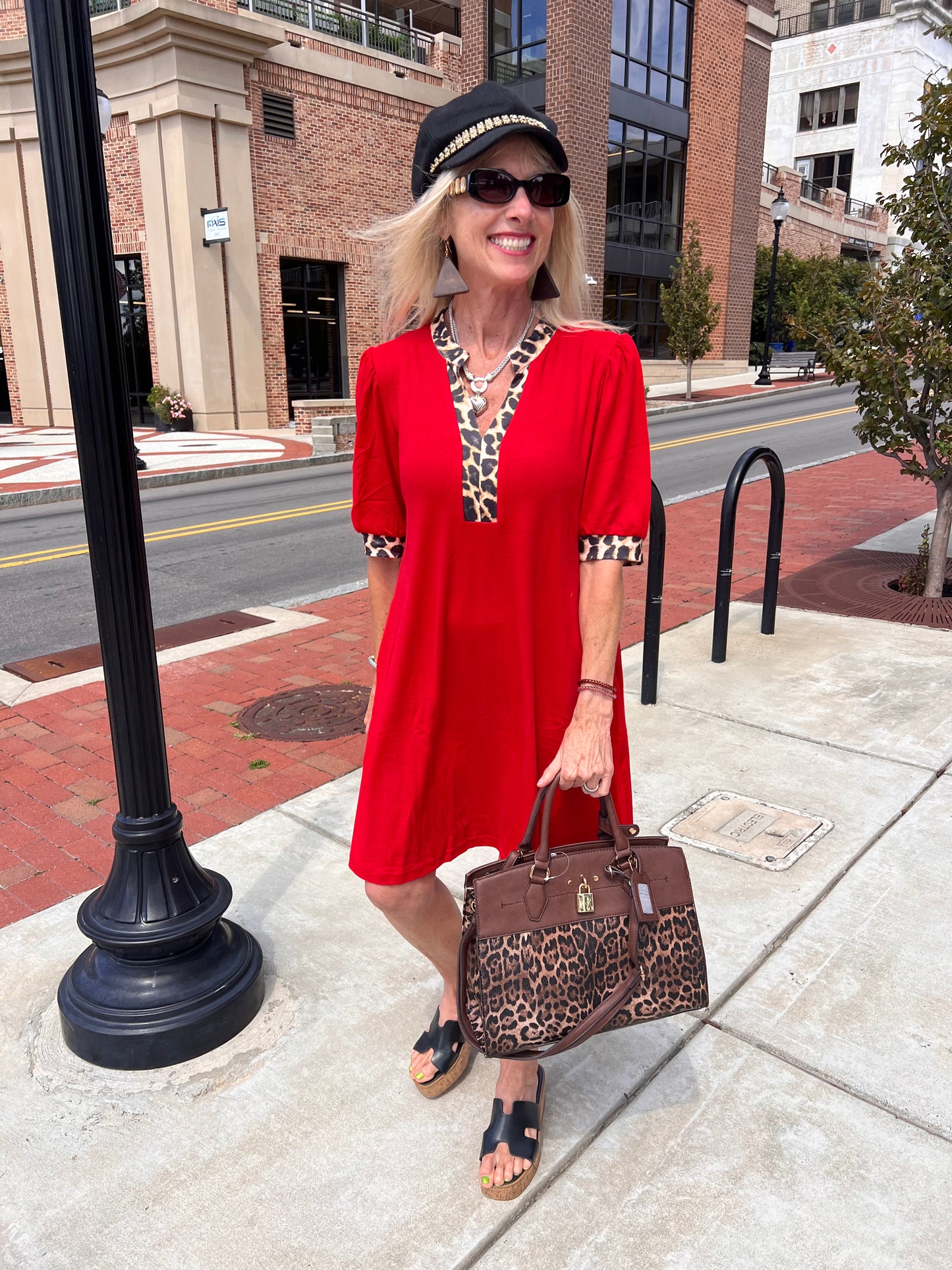 Red V-Neck Dress