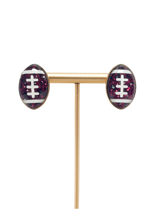 Glitter football post earrings