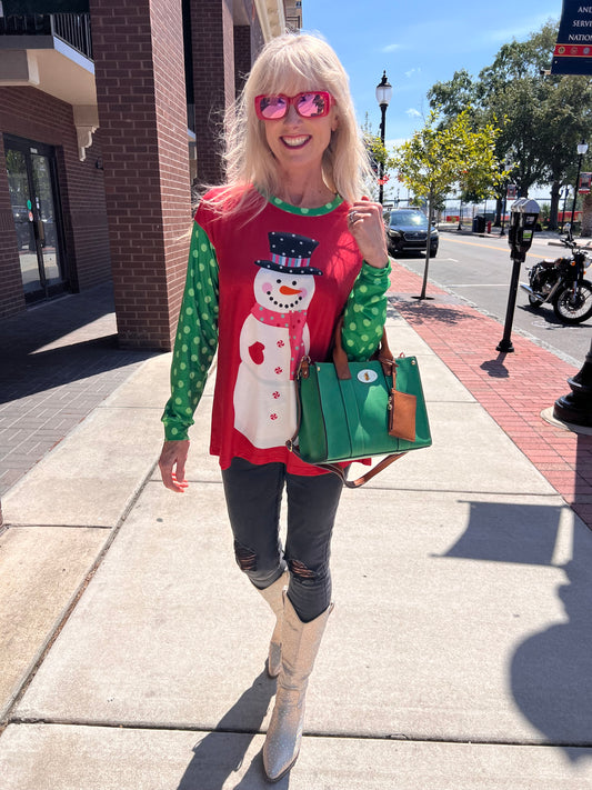 Long Sleeve Snowman Top