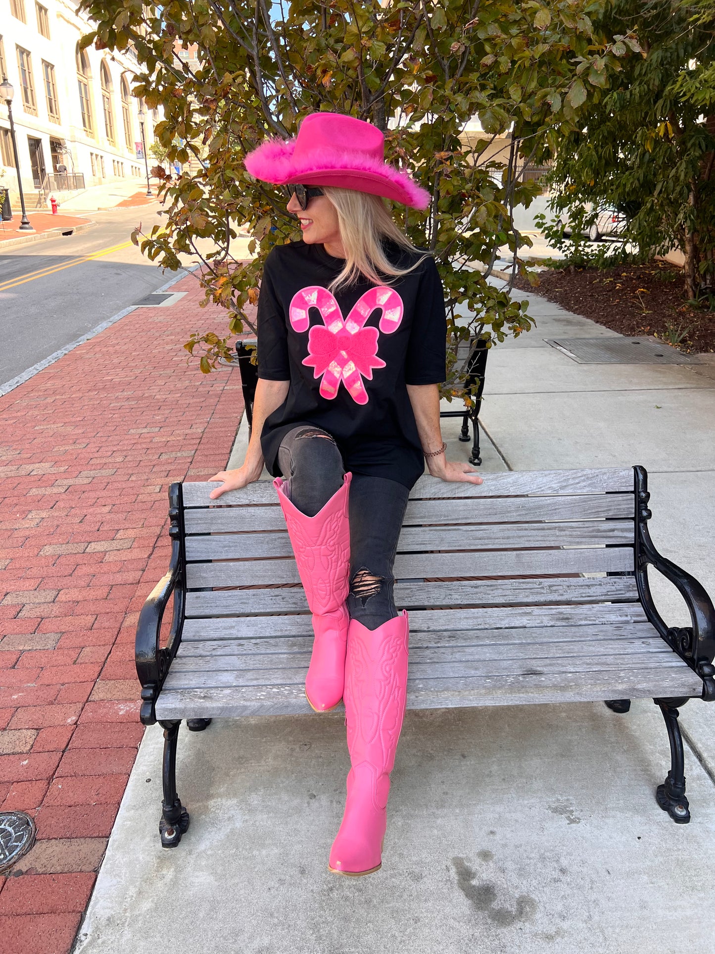 Pink Sequin Candy Cane Top