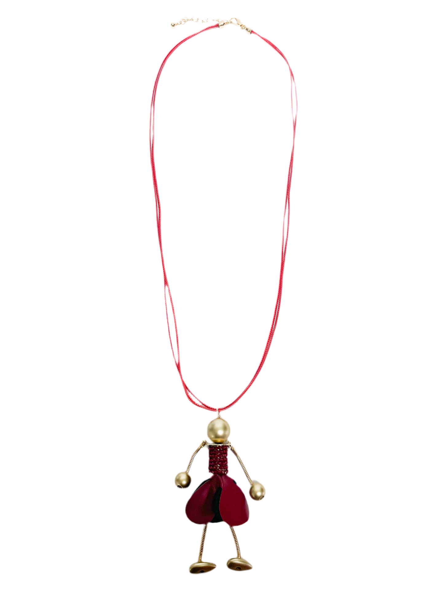 Maroon trinket necklace