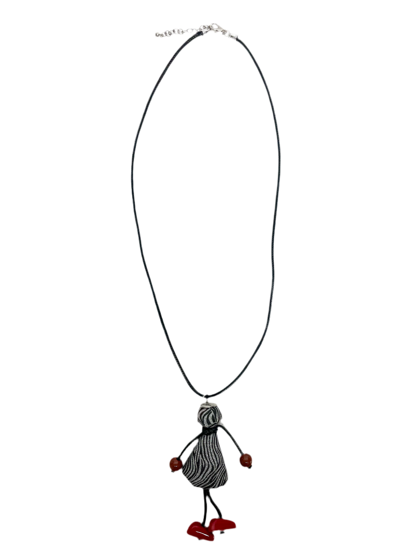 Striped trinket pendant long necklace