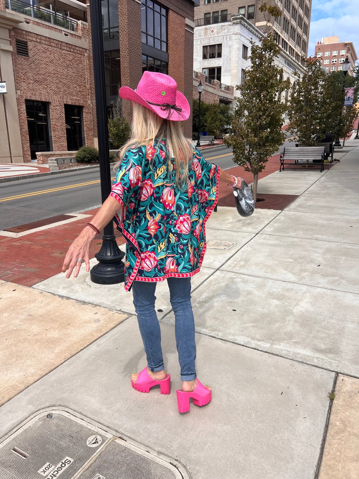 Multicolored Floral Printed Poncho