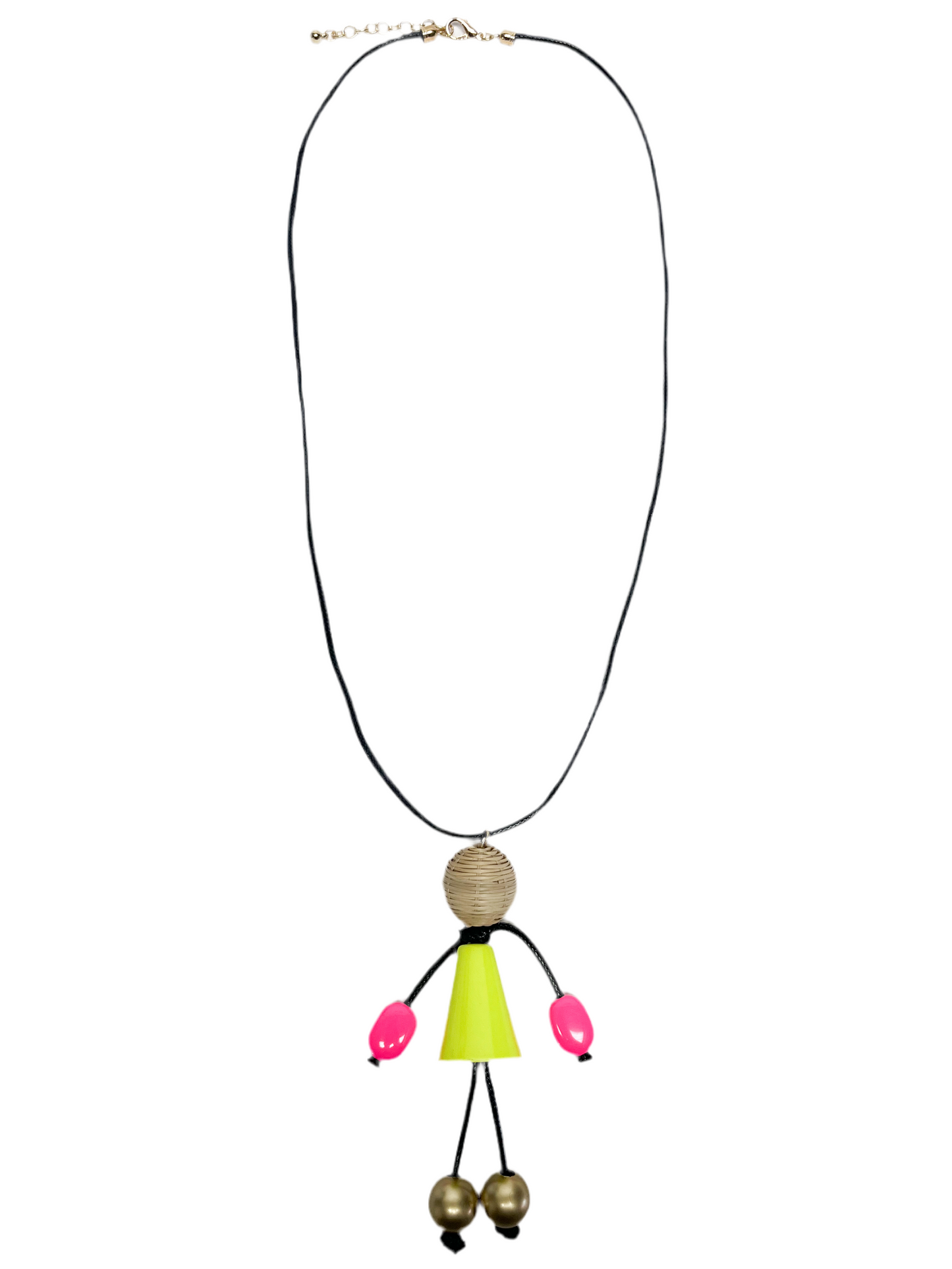 Neon pink and green trinket necklace