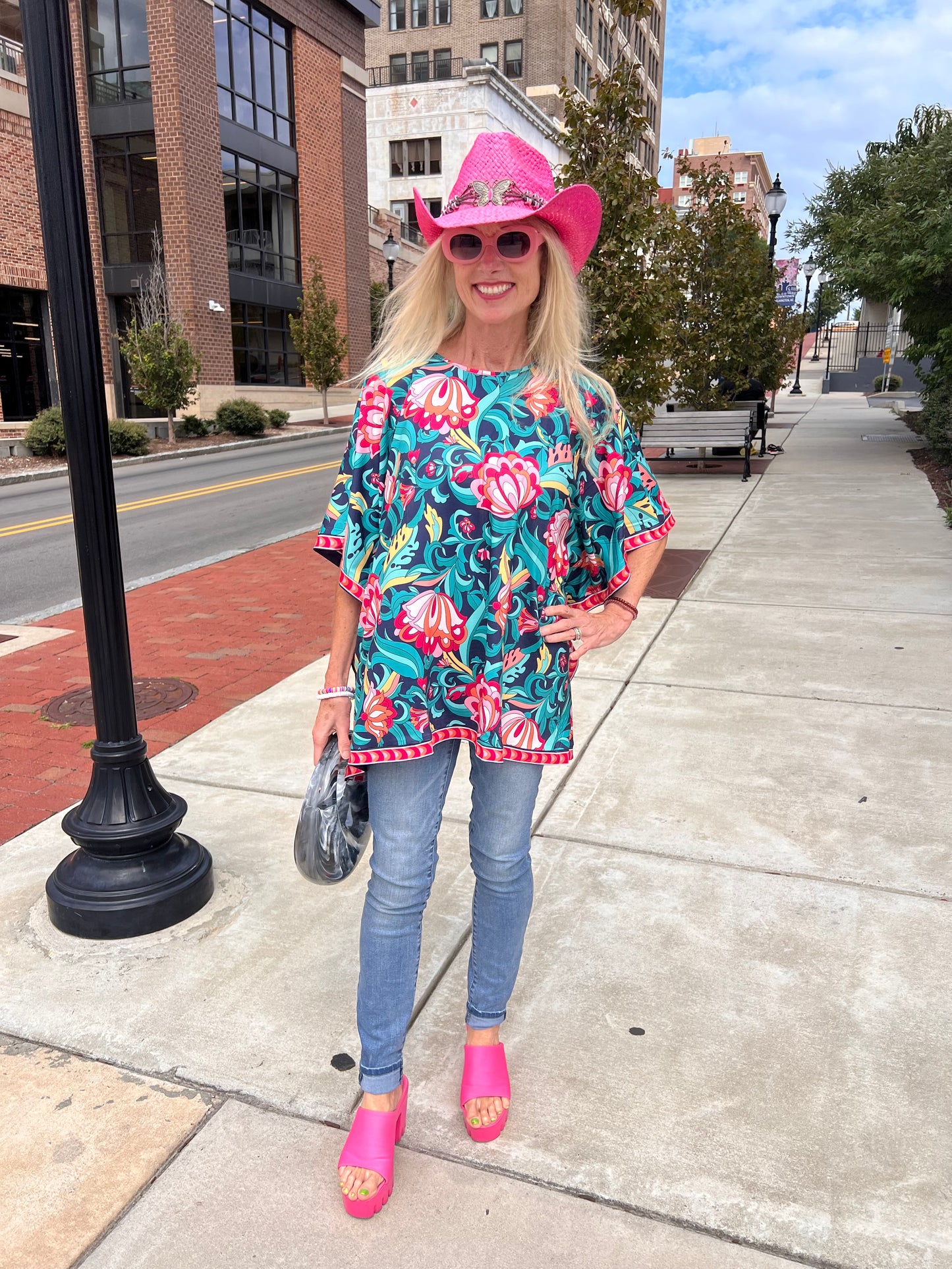 Multicolored Floral Printed Poncho