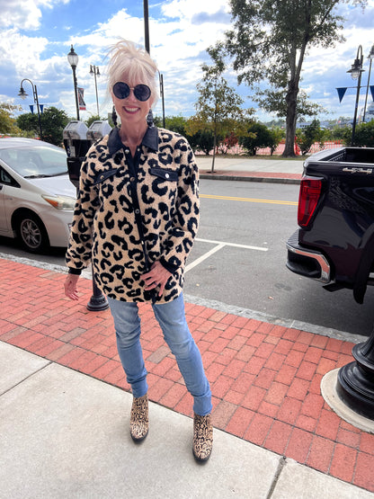 Sherpa Black Trimmed  Button Up Jacket