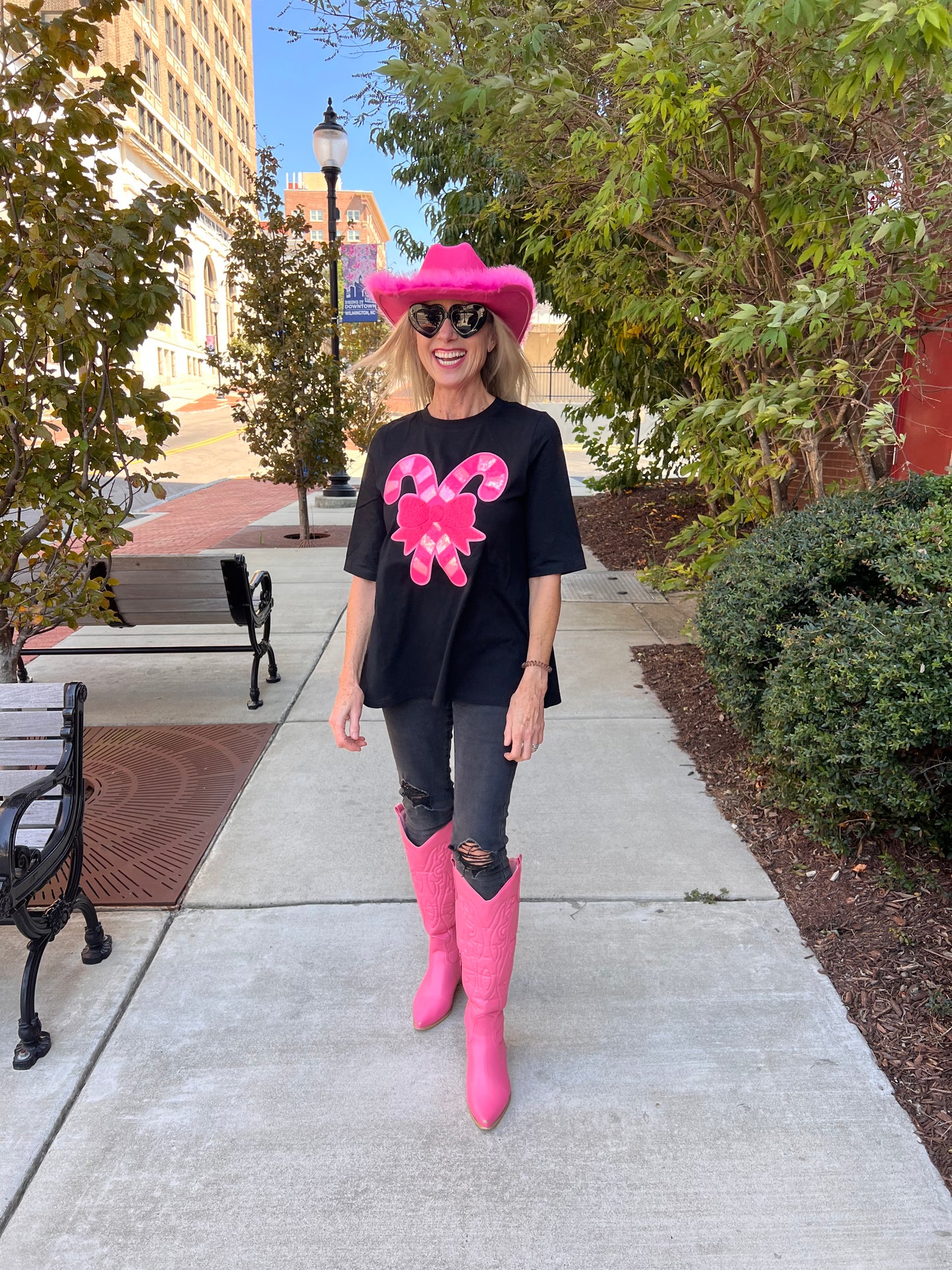 Pink Sequin Candy Cane Top