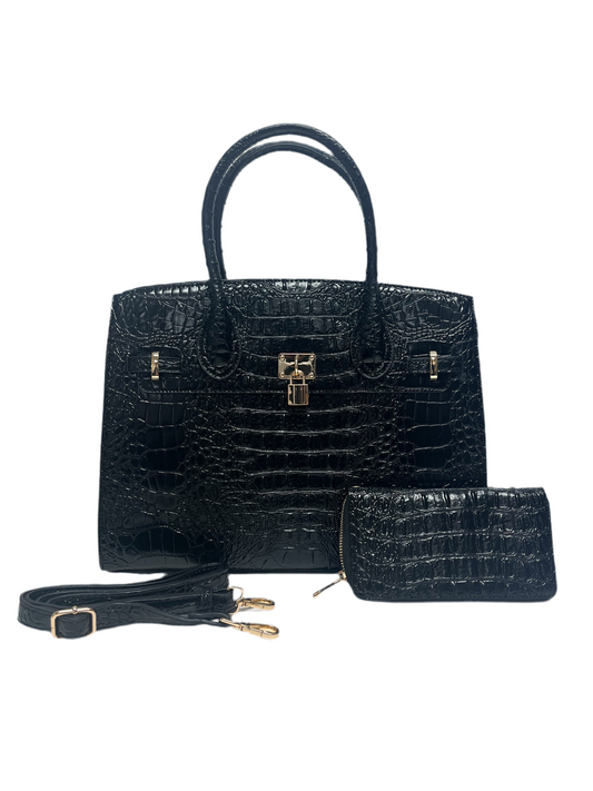 Black Textured Fashion Bag