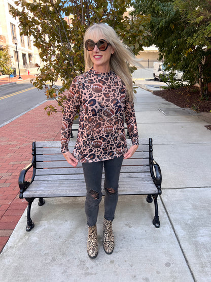 Sheer football printed top