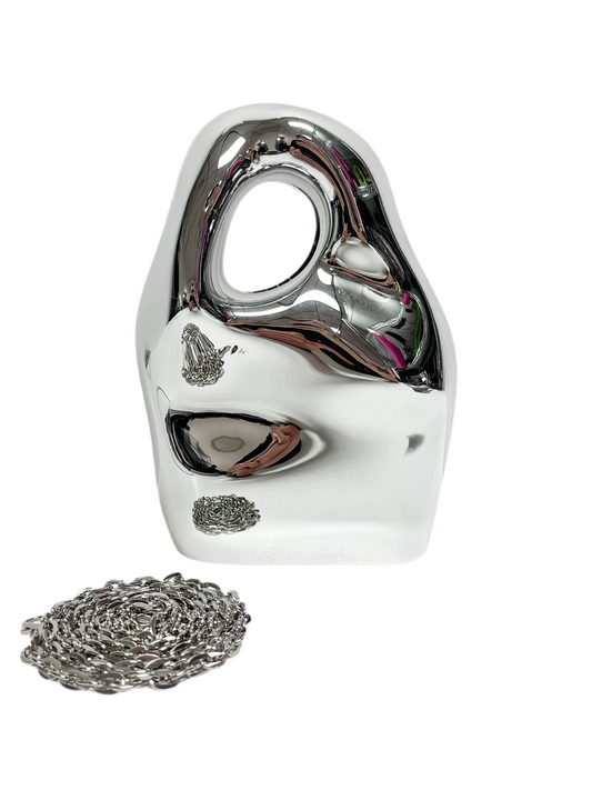Silver Abstract Fashion Clutch